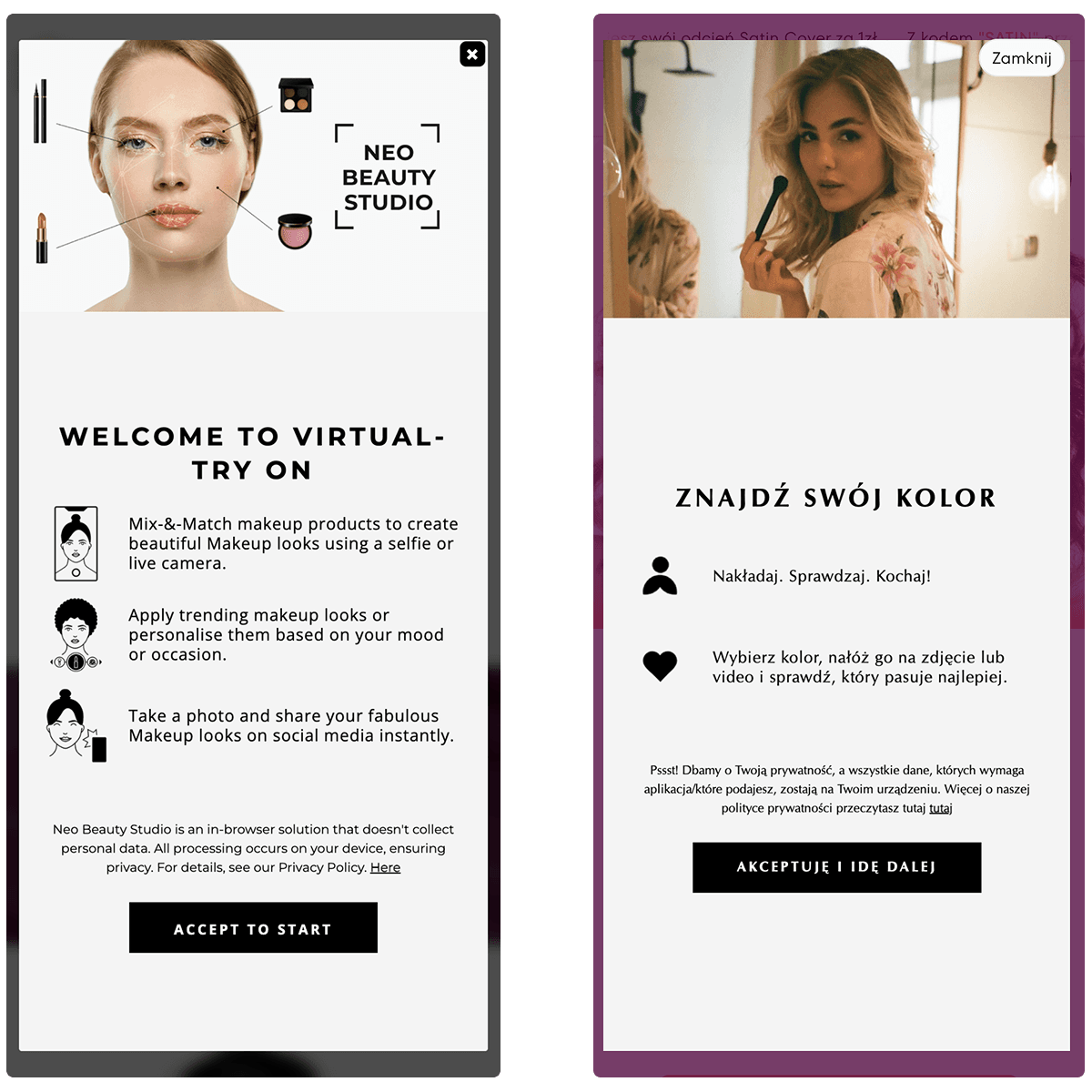 Screenshot of App demo version vs our customized version