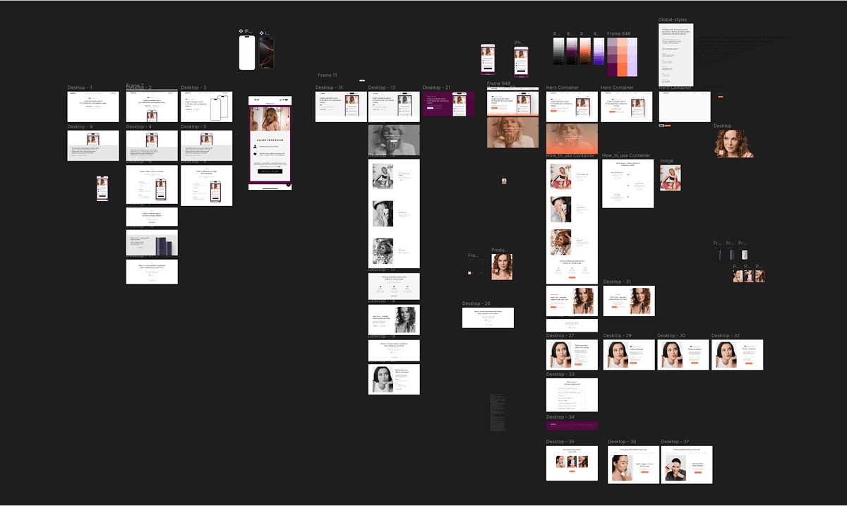 Screenshot of my Figma file with desktop explorations