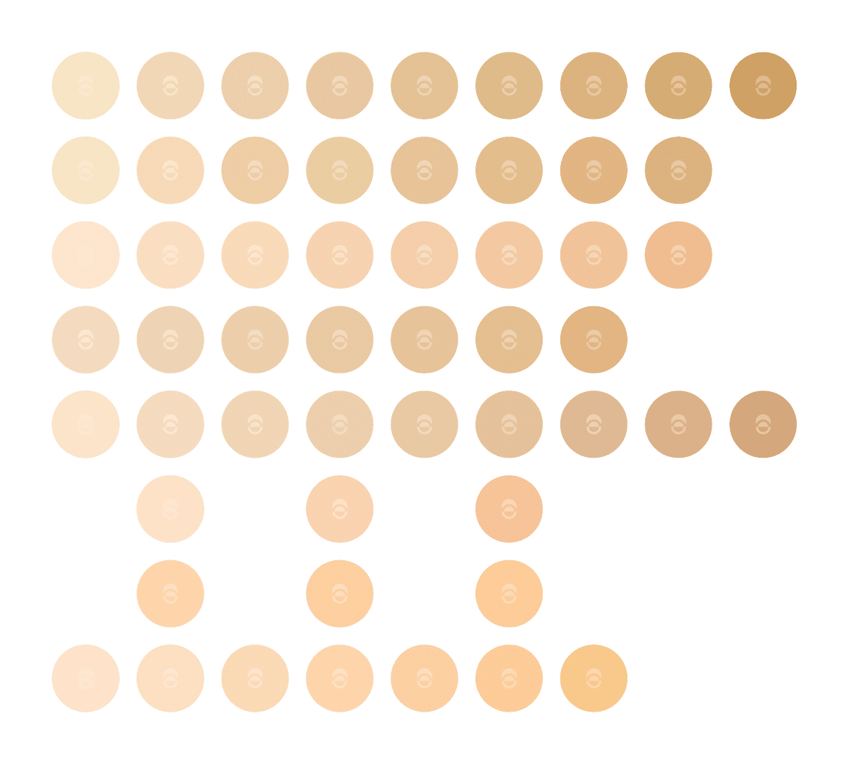 Selection of Satin Cover foundation shades.