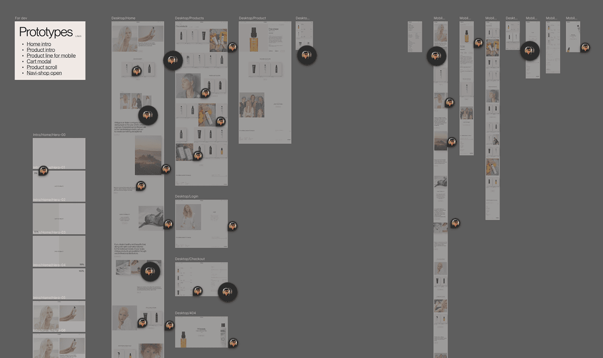 Screenshot of design specs page for developers with my comments