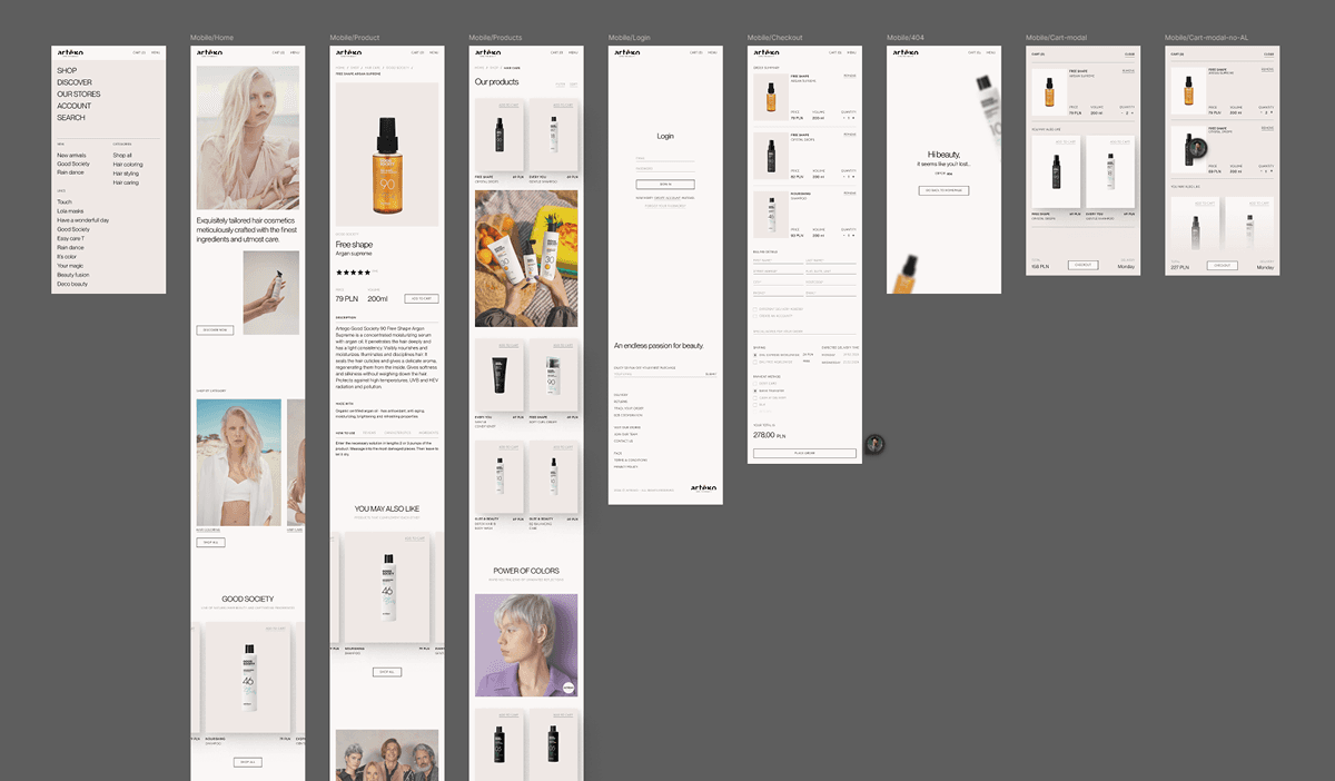 Screenshot of mobile versions